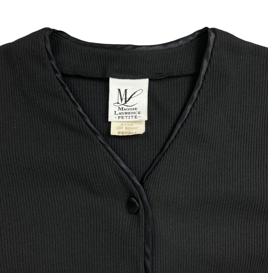 Maggie Lawrence Petite V-Neck Button Front Top Jacket Women's P/S Ribbed Satin - Image 4 of 4