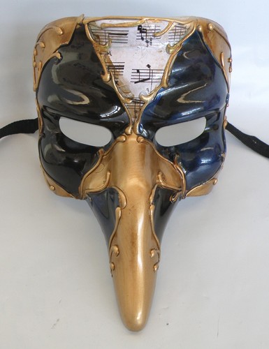 Venetian Party Masquerade Mask with Ribbon Tie Up - Big Gold Nose * NEW * - Picture 3 of 4