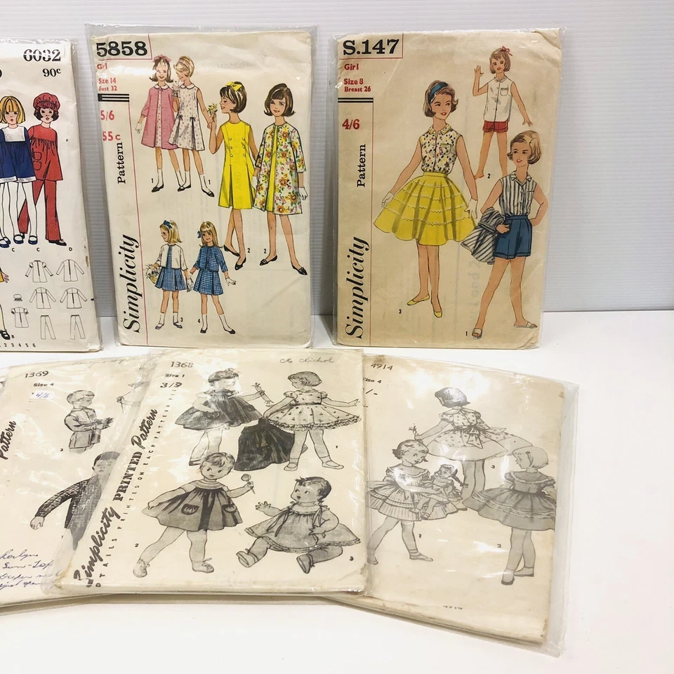 Simplicity Butterick Sewing Patterns x 7 Childrens Vtg 60s Retro Fashion Bundle - Image 2 of 4