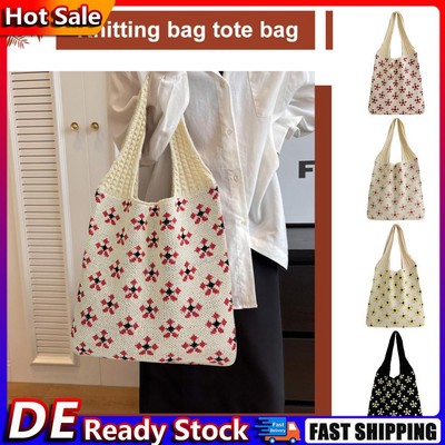 Gehäkelte Tragetasche große Umhängetasche ästhetische Stricktasche hohle Hobo-Ta