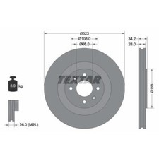 TEXTAR 2x Bremsscheibe vorne Ø323 mm Innenbelüftet beschichtet für Citroën DS3
