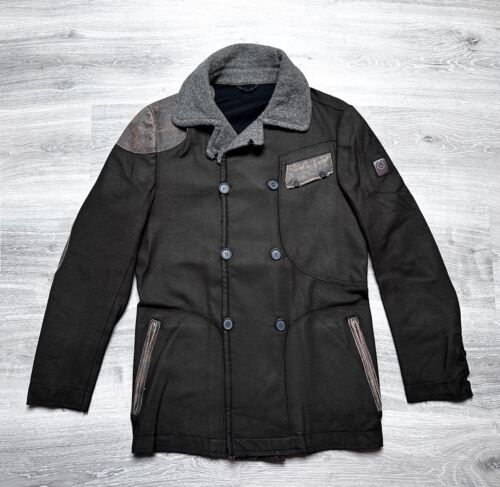 Belstaff Mantel Wolle Jacke Braun Lederdetails Gold Label Größe: 48 - Bild 2 von 13