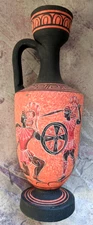 Ancient Greece Hand Made Decorative Vase with Greek God/Warrior Theme 9.5"