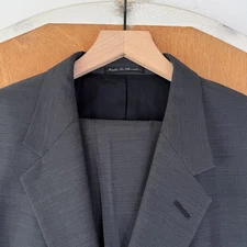 Pierre Cardin Suit Mens 42R Gray 3 Button Hopsack 100% Worsted Wool Pants 36x30