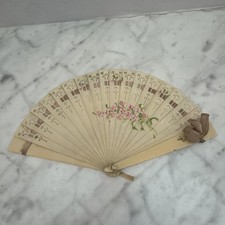 Vintage Antique Celluloid Hand painted Floral Small Folding Hand Fan