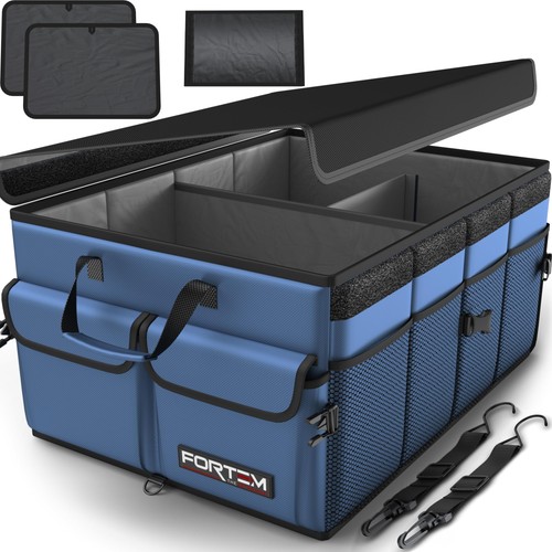 FORTEM Car Boot Organiser, Collapsible Multi Compartment SUV Organizer, Foldable