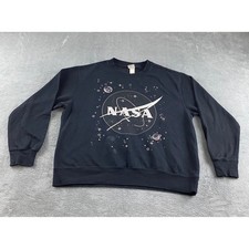 H M NASA Space Graphic Pullover Sweatshirt Black Women's Size Medium