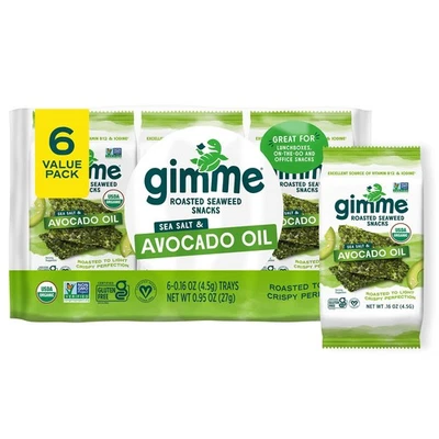 Gimme Organic Roasted Seaweed Snacks 6 Pack Healthy Vegan Keto Gluten Free