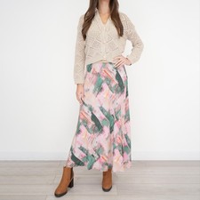 Womens White Stuff Pink Hope Bias Cut Skirt Maxi Viscose Swishy Ruffle Cut RP£59