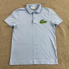 Lacoste Big Double Crocodile Logo Mens Polo Shirt Blue Size S
