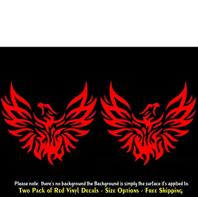 #ad #ad Phoenix Bird Tribal Flame Two Pack Red Vinyl Decals Vehicle Any Flat Surface $5.98