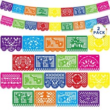 36 FT Cinco De Mayo Decorations - 2 Pack Mexican Fiesta Banner String Flags