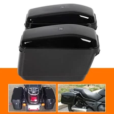 Black Universal Hard Saddlebag Saddle Bags For Yamaha V-Star XVS 650 Motorcycle