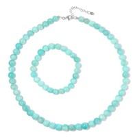 Cavill Amazonit Schmuckset 2,74Ct 925 Silber Halskette Armband TüRkis