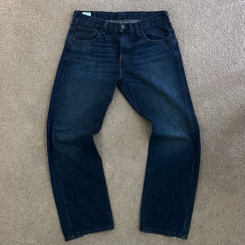Levi's Relaxed Fit Straight Dark Blue Denim Jeans Button Zip 5-Pocket Men's