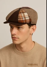 Epoch Men's Patchwork Plaid Apple Wool Cap Newsboy Cabbie Golf Hat Multi  XL