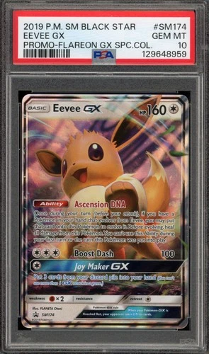 Pokemon Eevee GX Flareon GX Special Coll. Black Star Promo SM174 PSA 10 Gem Mint
