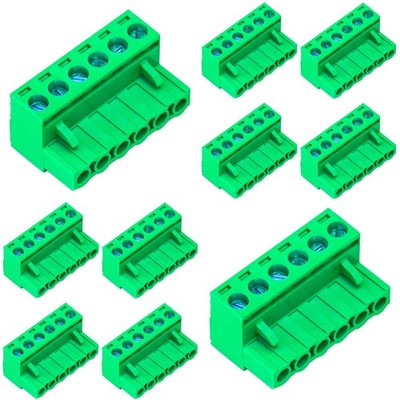 10 Pcs 5.08mm 6 Pin Phoenix Type Connector Green PCB Screw Terminal Block