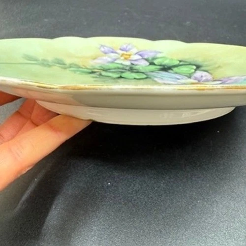 Antique Everett Studio Bavaria Signed Hand Painted Porcelain Plate Columbine - Image 3 of 4