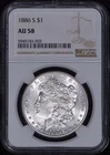 1886-S Morgan Silver Dollar $1 NGC AU58 - Nice White Coin!