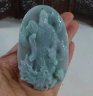Cert'd Natural Type A Icy Light Green Jadeite Jade Dragon Buddha Big Pendant 80