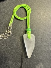 Real Frosty Sea Glass Pendant Necklace With Glass Bead Great For Beach