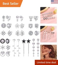 15 Set of Stylish Non-Pierced Clip-On Earrings - Hypoallergenic Fashionable