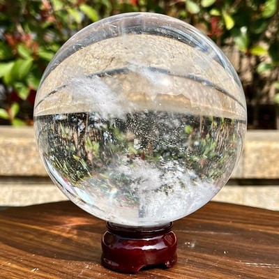 3.63LB White Smelted Quartz Ball Polishing Ball Healing Decoration Gift+Base