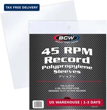 BCW 45 RPM Record Sleeves - 100 Count  Fits Standard 7 Inch Single 45s  Snug-F