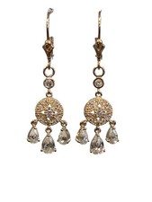 14K Yellow Gold Cubic Zirconia Dangle Earrings 23882