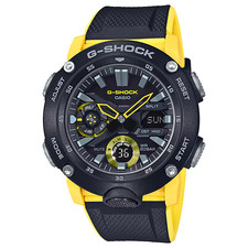 Casio G-Shock GA-2000-1A9JF 47mm Black Carbon Case with Yellow Rubber Band Men's