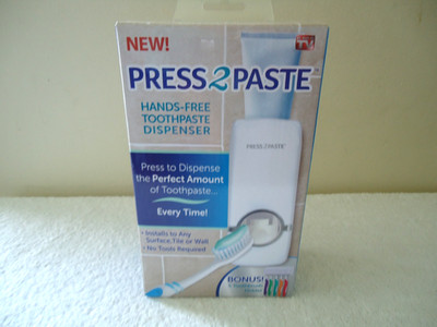 '' NIB '' Press 2 Paste Hands Free Toothpaste Dispenser '' Great Gift Item ''