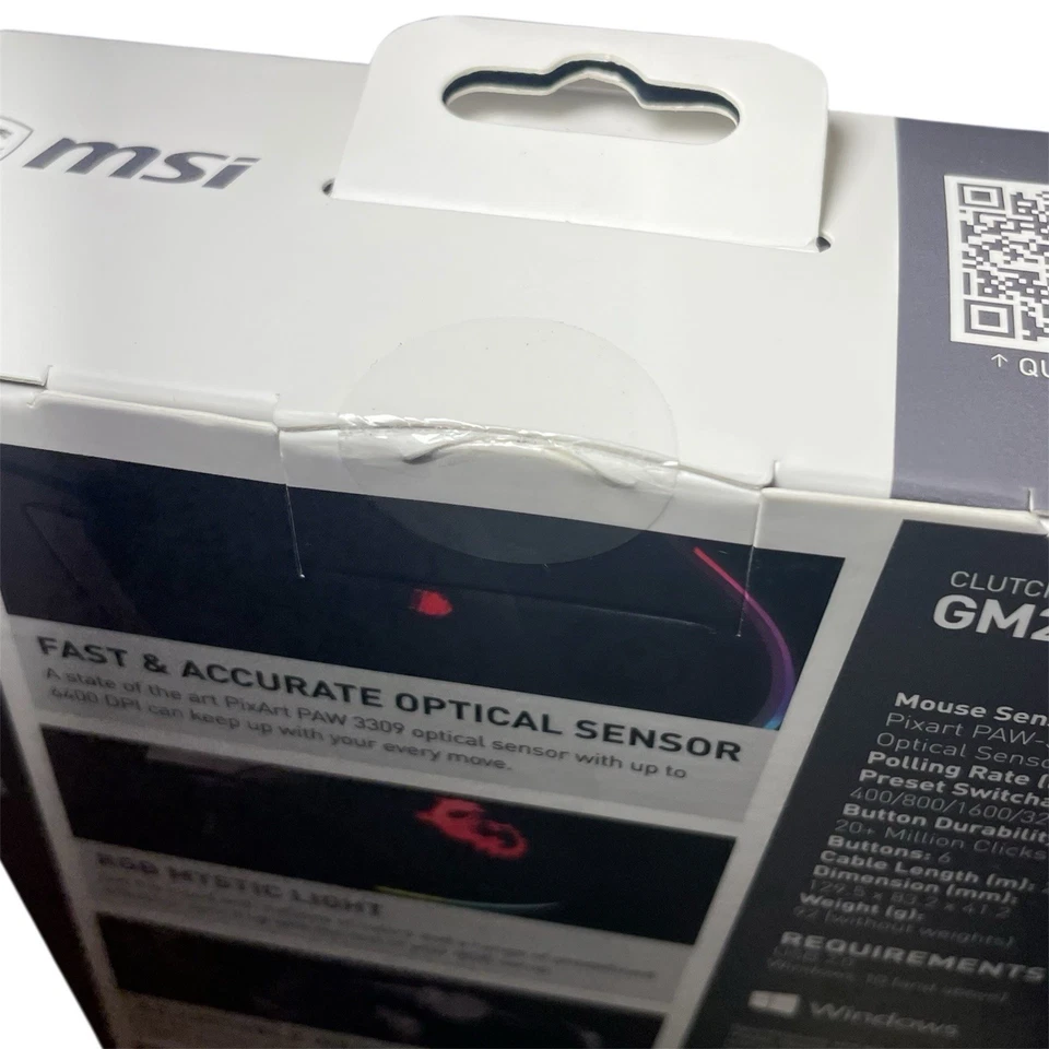 MSI Clutch GM20 ELITE S12-0400D00-C54 Black 6 Buttons 1 x Wheel USB 2.0 Wired Op - Image 3 of 3