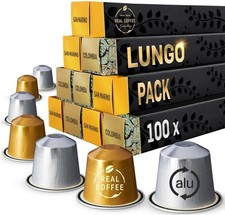 Lungo Taster Pack: 100 Nespresso Compatible Pods. Test-Winning Fairtrade Capsule 0.33 per lighter