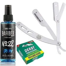 The Shave Factory Straight Edge Razor Kit (Steel Razor/Barber No22 50ml Cologne