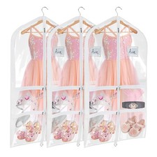 Univivi Clear PVC Dance Costume Bags 3 Pack Garment Bag 40 Inch for Dance C...
