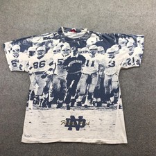 Vintage Notre Dame Fighting Irish Shirt Mens Large White All Over Print