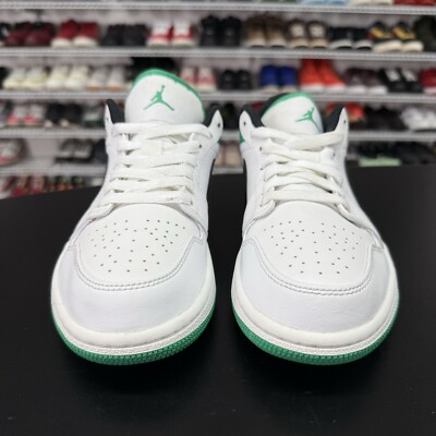 Nike Air Jordan 1 Low White Lucky Green 553558-129 Men's Size 7.5