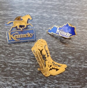 Vintage 80s Kentucky State Pins Lot 3 Horse Bluegrass Cowboy Boot KY State