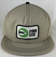 Cargill Hybrid Seeds Patch SnapBack Trucker Hat K Products Cap Beige Canvas Vtg