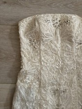 Vintage Y2K SUE WONG White Strapless Embroidered Crystal Embellished Dress Sz 4
