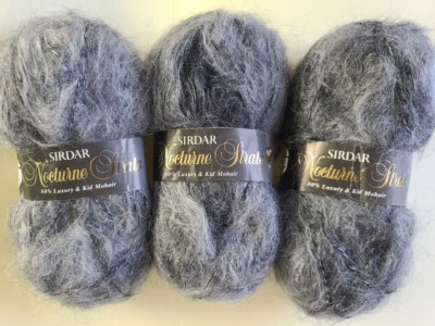 Sirdar Nocturne 80% Mohair Wool Yarn 3 Skein 150 Grams Gray