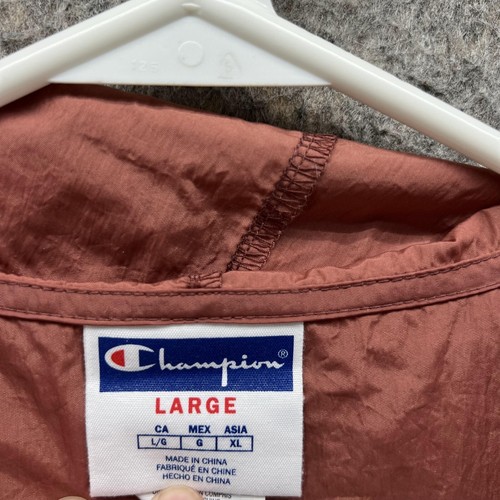Champion Jacket Men Large Anorak Brown 1/4 Zip Hoodie Windbreaker Sweatshirt Vtg - Picture 6 of 13