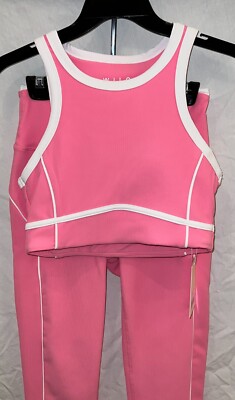 Wilo Australian Brand Women's 2 Pc Bra Legging Active  Set XS Pink / White NWT