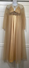 Vintage Vanity Fair Gold Wide Leg Jumpsuit Jacket Robe Mod Nylon Loungewear 34