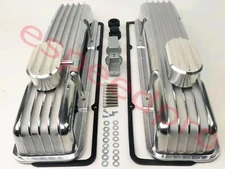 Small Block Chevy SBC 283 305 350 Short Polished Finned Aluminum Valve Covers