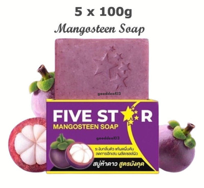 5x Herbal Soap Mangosteen Five Star Natural Body Skin Reduce Bacteria Itching