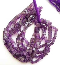 AAA Natural Purple Amethyst Smooth Cube 3d Box 4-5mm Gemstone Bead 16 Inch Long