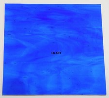 5" x 5" TURQUOISE BLUE DEEP ROYAL BLUE STREAK BULLSEYE 3mm THICK GLASS 90 COE