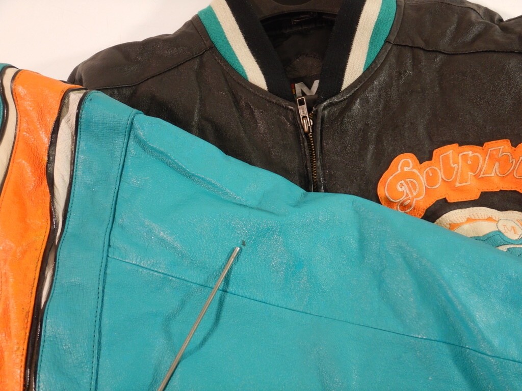 Vintage Miami Dolphins NFL Mirage Leather Jacket Medium | eBay